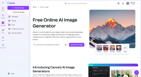 Canva AI Image Generator