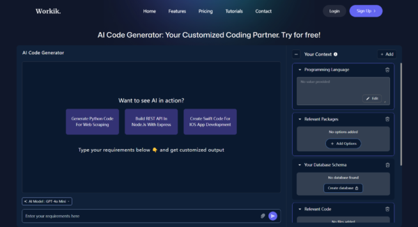 Workik AI Code Generator