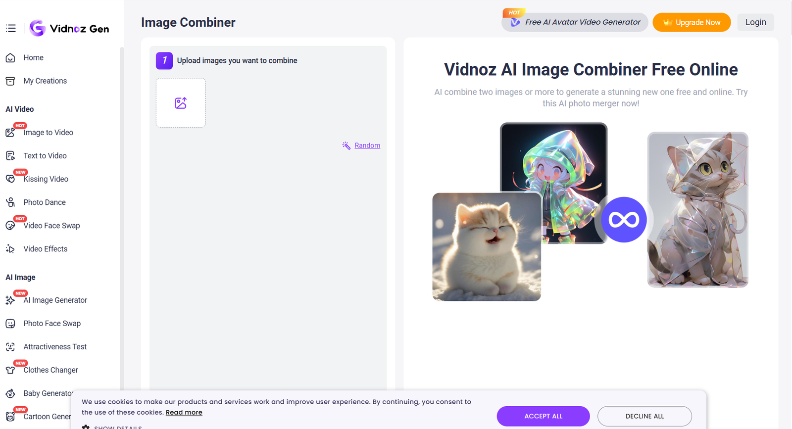Vidnoz AI Image Combiner: Merge Multiple Images Seamlessly for Free